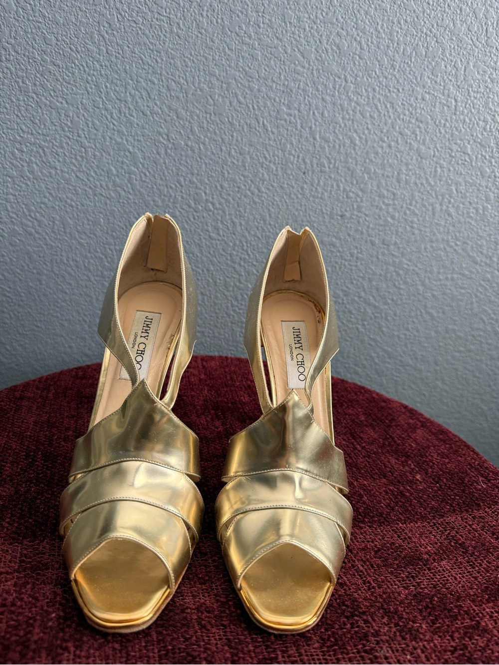 Jimmy Choo Metallic Gold Leather Open-Toe Sandals